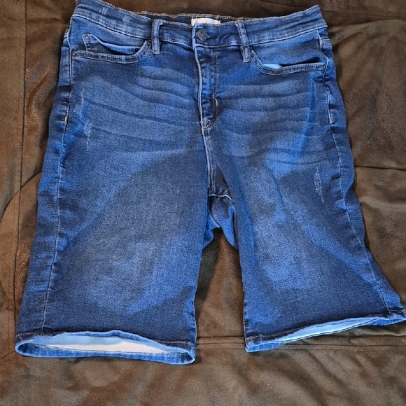 Nicole Miller High Waist Denim Shorts - Blue - Picture 1 of 8
